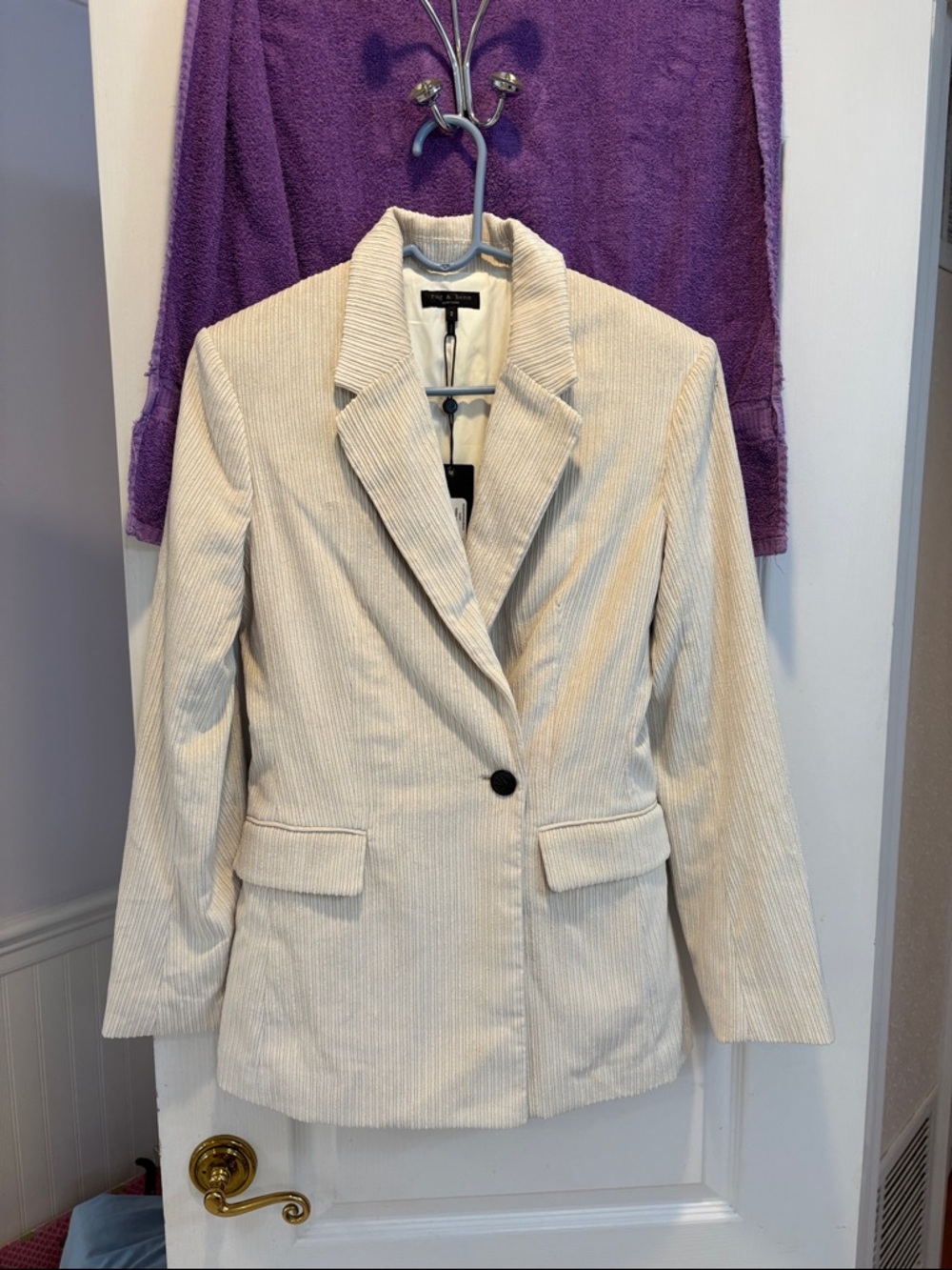 NWT rag & bone Cream Corduroy Single-Button Blazer